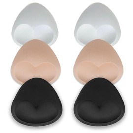 3 Pairs Bra Pads Inserts Removable Sports Bra Cups Inserts Triangle Breast Enhancers Inserts Pads Bra Replacement Inserts Invisible Bra Push Up Pad for Bikini Yoga Sports for Women (Skin/Black/White)