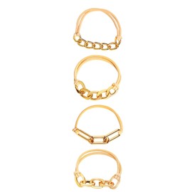 4Pcs Gold Hair Ties Bracelet, Metal Ponytail Elastic Rip Hair Ties Cute Wrist Bracelet Hair Accessories for Work Sports Yoga Thick Thin Curly Jewelry (Gold, One size)