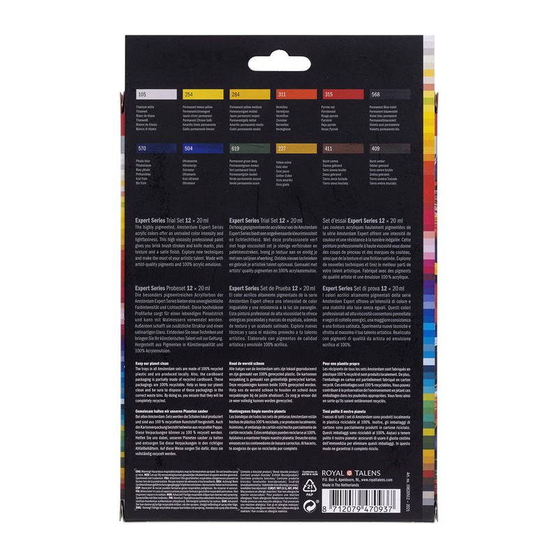 Amsterdam Expert Series Acrylic Paint Set, Sample Set (12 x