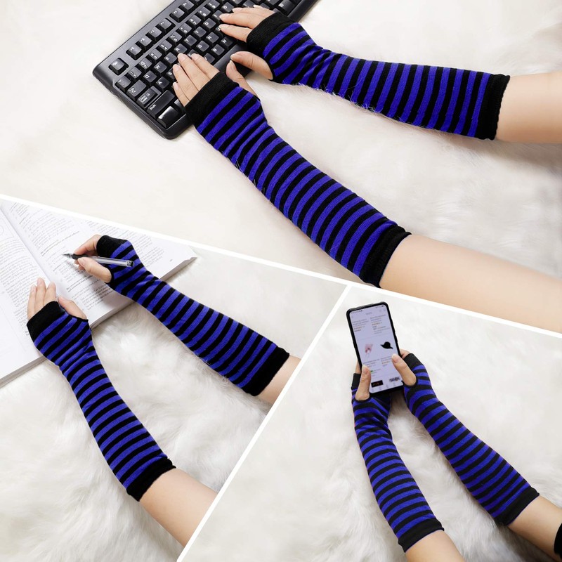 Bienvenu Punk Gothic Rock Long Arm Warmer Fingerless Gloves, Black