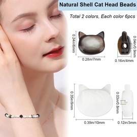 Beebeecraft 12Pcs 2 Styles Natural Shell Beads Cat Head Shaped Beads Freshwater Black Small Pet Animal Loose Spacer Bead for Jewelry Making Charms Necklaces Bracelets Supplies DIY Crafts