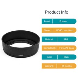 Fotover HB-45 Lens Hood Replacement for NIKON AF-S NIKKOR 18-55mm DX & NIKON AF-S DX NIKKOR 18-55mm f/3.5-5.6G Lens