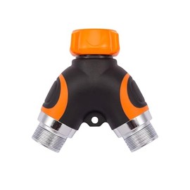 Giraffe Tools 2-Way Hose Splitter with Shut-Off Valves, Heavy Duty Brass Y Connector for Outdoor Faucet, 3/4" GHT