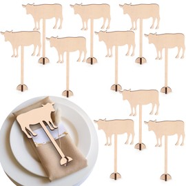 Weysat 10 Pcs Wooden Meal Choice Marks 1.9 Inch Meal Selection Indicator for Wedding Reusable Food Identifier Tags for Dining Party Supplies(Beef)