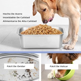 Plato para Perro de Acero Inoxidable, Tazón para perros 4.7 litros gran capacidad, platos para perro grande, cuenco de agua de metal y trastes para perro, Adecuado para Perros medianos y Grandes