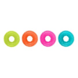 ASPCA Squeaky Puppy Teething Spikey Glitter Ring Chew Toy, Non-Toxic TPR Rubber for Small to Medium Dogs - Random Color Shipped