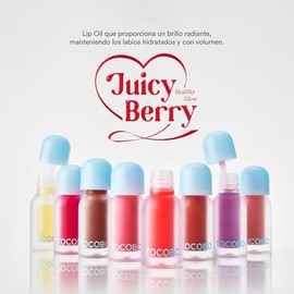 TOCOBO Juicy Berry Plumping Lip Oil 15 Coral Soda – Aceite labial hidratante coreano vegano con aceites vegetales para un alto brillo – Fórmula no peg