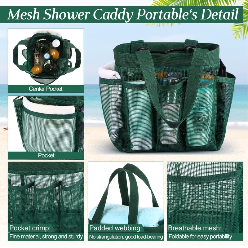 Chapou 4 Packs Mesh Large Shower Caddy Portable with 8