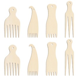 AHANDMAKER 8Pcs Wooden Weaving Loom Comb 4 Styles Knitting Loom Fringe Comb Braided Tools for Knitting Handcraft Tapestry Rug Placemat Sweater Scarf Tapestry, Woven Making Crafts