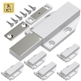Push Open Door Latches Jiayi 6 Pack Magnetic Push Latches Cupboard Touch Latch for Kitchen Drawer Closer White Touch Release Open for RV Door Damper, Large Push to Open Wardrobe Closure
