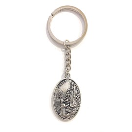 Lourdes Virgin Medal Keyring Silver 37, silver