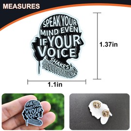 HSTEVSIT Speak Your Mind Even If Your Voice Shakes Ruth Bader Ginsburg I Dissent Feminist Girl Women Power Rights Motivational Pro-Choice Supreme Court Justice RBG Enamel Lapel Pin Badges for Gifts Decoration