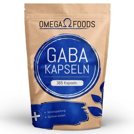GABA Capsules High Dose - 365 Pieces 500 mg Each - Vegan - Gamma Aminobutyric Acid - 1 Year Supply - Own Production, Gabba