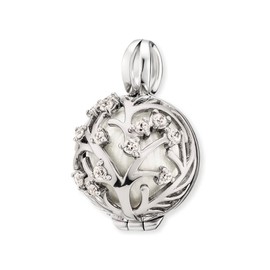 Engelsrufer Women's Tree of Life Pendant Made of Sterling Silver with Interchangeable Chime Ball Set with 13 Zirconia Stones – Opening Pendant – Size: 25.5 mm, Silver, Cubic Zirconia