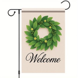 Starlit Patio Buffalo Plaid Welcome Wreath Garden Flag Laurel Leaf Flag 12x18 Double Sided Tropical Yard Flowers Floral Decor Welcome Sign for Spring Summer Outdoor Porch Patio Lawn Farmhouse