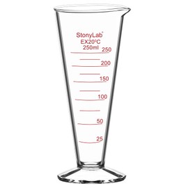 stonylab Graduated Cylinder, 1-Pack Borosilicate Glass Conical Measuring Cylinder Beaker with Wide Mouth and Pour Spout for Precise Measurement, 250 ml