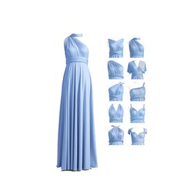 72styles Womens Elastic Criss-Cross Straps Convertible Infinity Evening Party Prom Gown Bridesmaid Long Dress Dusty Blue