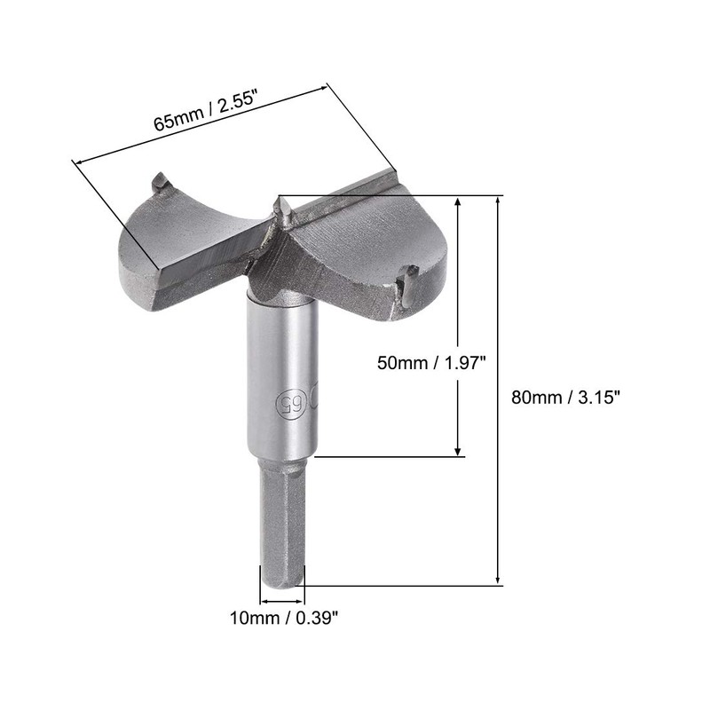 sourcing map Forstner Drill Bits 65mm, Tungsten Carbide Wood Hole