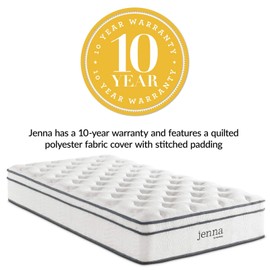 Modway Jenna 10” Innerspring and Memory Foam Twin Mattress With Individually Encased Coils