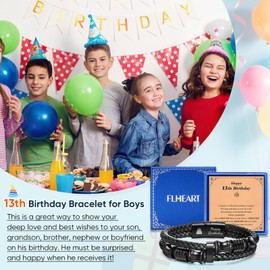 13th 16th 18th 21st 30th 40th Birthday Gifts for Men Boys Teenage, Leather Bracelet Engraved Happy Birthday Gifts for Son Grandson Dad Brother Nephew Husband Friend
