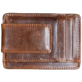 HOPSOOKEN Money Clip RFID Front Pocket Wallet Men Leather Slim Minimalist Wallet (Brown with ID Window (Crazy Hourse Leather))
