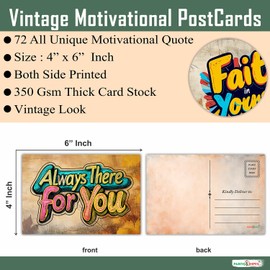 PARTH iMPEX 72pcs Vintage Motivational Inspirational Postcards – Retro 4'' x 6'' Old-Style cards with Postal Mailing Side for Teacher Students Appreciation, Kindness Encouragement Sayings Quote