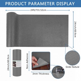 Foam Toolbox Liner Drawer Mat 1/8 Inch Thick X 24 Inch Wide X 24 Ft Long Gray, No Slip for Protecting Cabinet, Garage, Cart, Tool Box