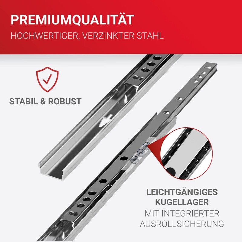 LouMaxx Ball Drawer Runners Set of 4 (2 Pairs) 246