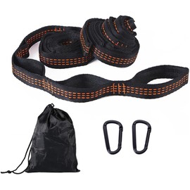Adjustable Hammock Straps,2Pcs 6.5FT Lightweight Tree Straps with 6 Loops & 2 Carabiners, Heavy Duty Hanging Kit for Swing/Hammock Holds 1000 Lbs Each, Secure & Portable (Orange)