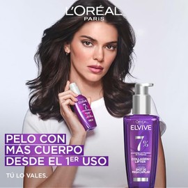 L'Oréal Paris Elvive Collagen Lifter Tratamiento de Volumen (Hasta un 61% más por 72 Hrs). Péptidos de Colágeno. Reconstruye Pelo Delgado, Aplastado y Quebradizo sin Dejarlo Pesado, 100ml