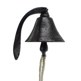 MrMrKura Cast Iron Dinner Bells with Rope, Decorative Hanging Bell for Church, Home, School, Indoor and Outdoor Decor