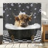 Hnmdmyi Shower Curtain Funny Highland Cow 180 x 200 cm,