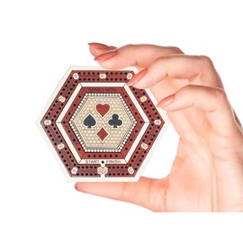 House of Cribbage - 2 Track 60 Points - Hexagonal Shape Pocket Size Wooden Travel Cribbage Board - Size 4 Inch (Bloodwood/Maple Wood)