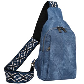 Bolso bandolera de moda para mujer, bolso cruzado de piel vegano con correa ajustable, Azul
