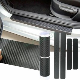 SHENKENUO Car Stickers Carbon Fiber Door Sill Protector Scuff Plate Trim Accessories 4X
