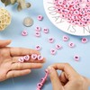 Cheriswelry 100pcs Pink Heart Acrylic Letter Beads Mixed Opaque Black