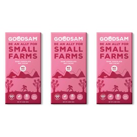 GoodSAM Dark Chocolate Bars (3 Pack), Plain, 55% Cacao, No Sugar Added, Non GMO, Vegan, Keto, Regenerative Farming, Direct Trade