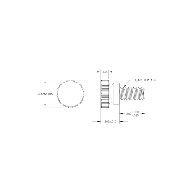 Nylon Thumb Screws, 1/4"-20 Thread (10, Black, 1/2")