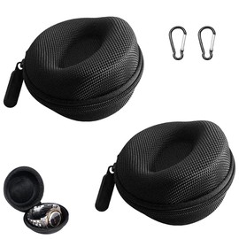 Bhina 2 pieces portable watch box, travel watch case, round watch case, single watch box, single watch box, with carabiner and sponge, suitable for all types of mechanical watches, smartwatches