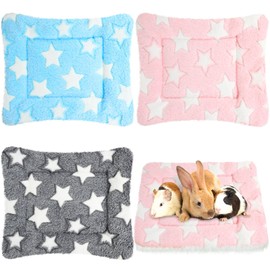 Jetec 3 Pcs Bunny Guinea Pig Beds Soft Bunny Mats Warm Guinea Pig Mat Small Animal Winter Bed Pads Fleece Sleeping Pads for Indoor Rabbit Hamster Squirrel Hedgehog Chinchilla Ferret(Star)