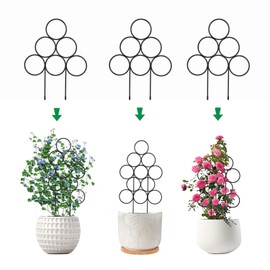 Garden Plant Trellis for Indoor Plants, Stackable Metal Trellis Supports for Climbing Plants or Houseplants, 3 Pack, Black,11.8"(W) x 15.4"(H)