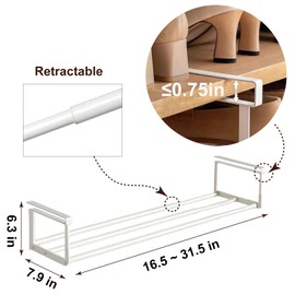 HGZBS Expandable Shoe Rack Organizer - Adjustable Shoe Rack & Under Cabinet Shelf - for Shoe or Clothing Storage and Organization, Under Shelf Storage (White,4 Pcs)