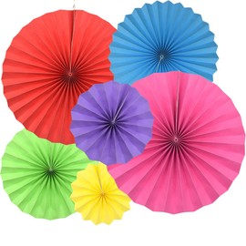 Yosawo Pack of 6 Hanging Paper Fans Paper Fans Decoration for Birthday Wedding Baby Shower Parties Home Decorations (Colour)