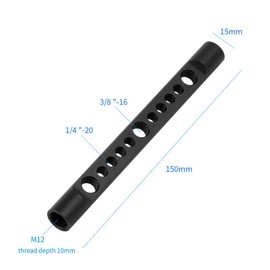 CS PRIORITY Aluminum Alloy 15mm Cheese Rod 150mm Long Pole with 1/4" 3/8" Inch Thread Mounting Holes for DSLR Cameras Rail Support System