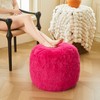 XeGe Fluffy Faux Fur Inflatable Pouf Ottoman, Soft Fuzzy Foot