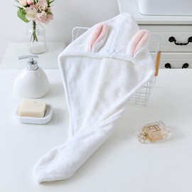 Presh Buddies Snuggle Caps – Adorable Animal-Themed Microfiber Towels for Toddlers & Kids | Super Soft, Ultra-Absorbent & Lightweight | Hooded Hair Towels for Bath, Pool, Beach & Travel Fun (Gray)