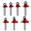 RKURCK 1/4" Shank 7-Piece Round-Over Router Bit Set - 1/8"