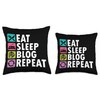 Eat Sleep Blog Blogger Blogging Influencer Writer Author Throw Pillow