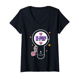 Womens K-Pop Fan Seoul Korean Pop Music South Korea Kpop Lightstick V-Neck T-Shirt