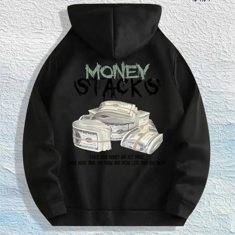 Money Stacks Graphic Hoodie 100% Cotton US Warehouse 7 ColorsColor: